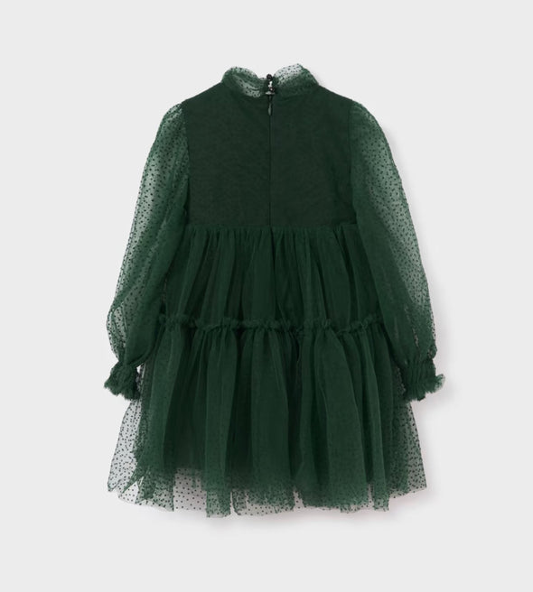 HONEYPIEKIDS | Abel and Lula Girls Green Flocked Tulle Dress