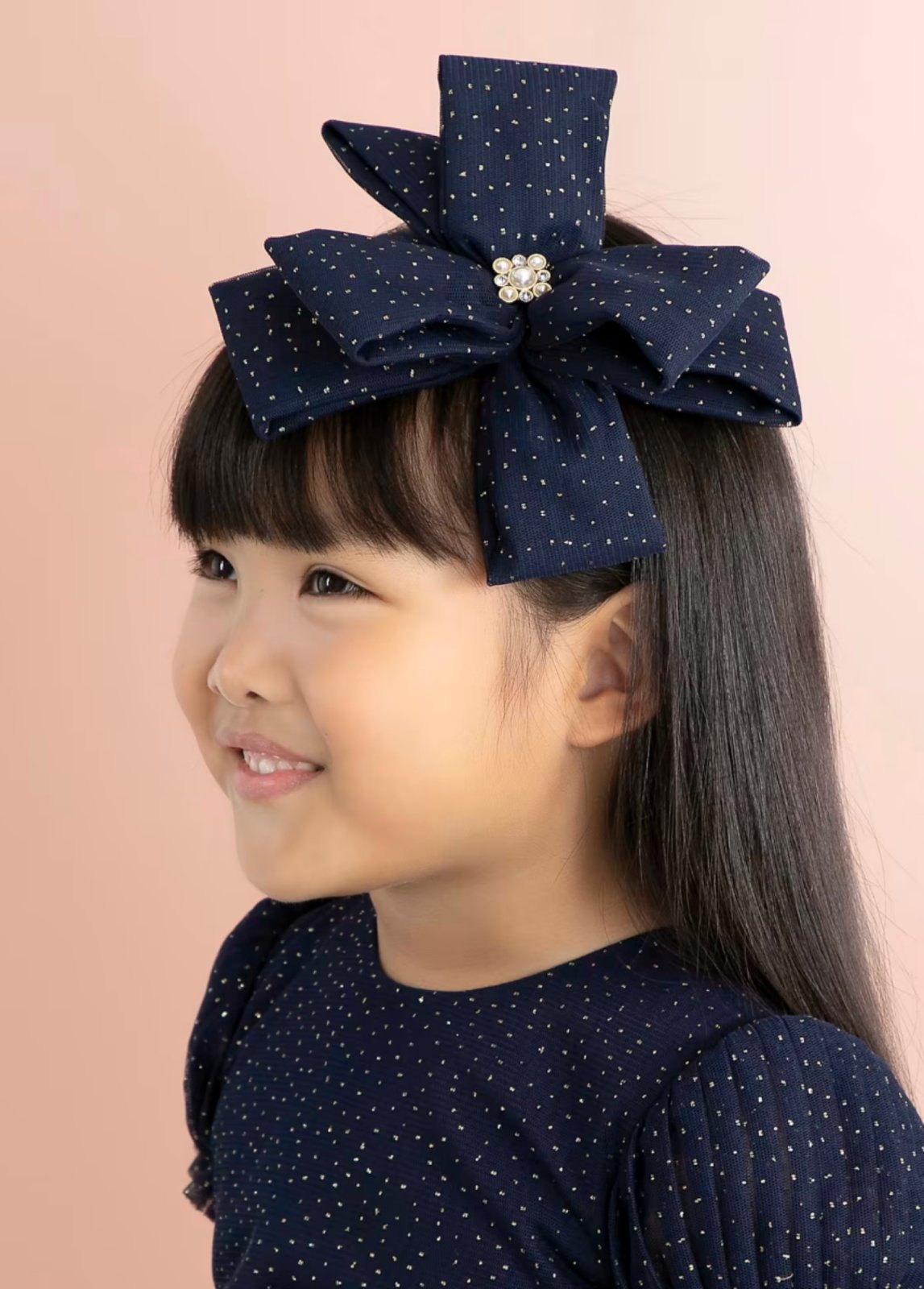 Abel & Lula Girls Navy Glittered Bow Headband | HONEYPIEKIDS 