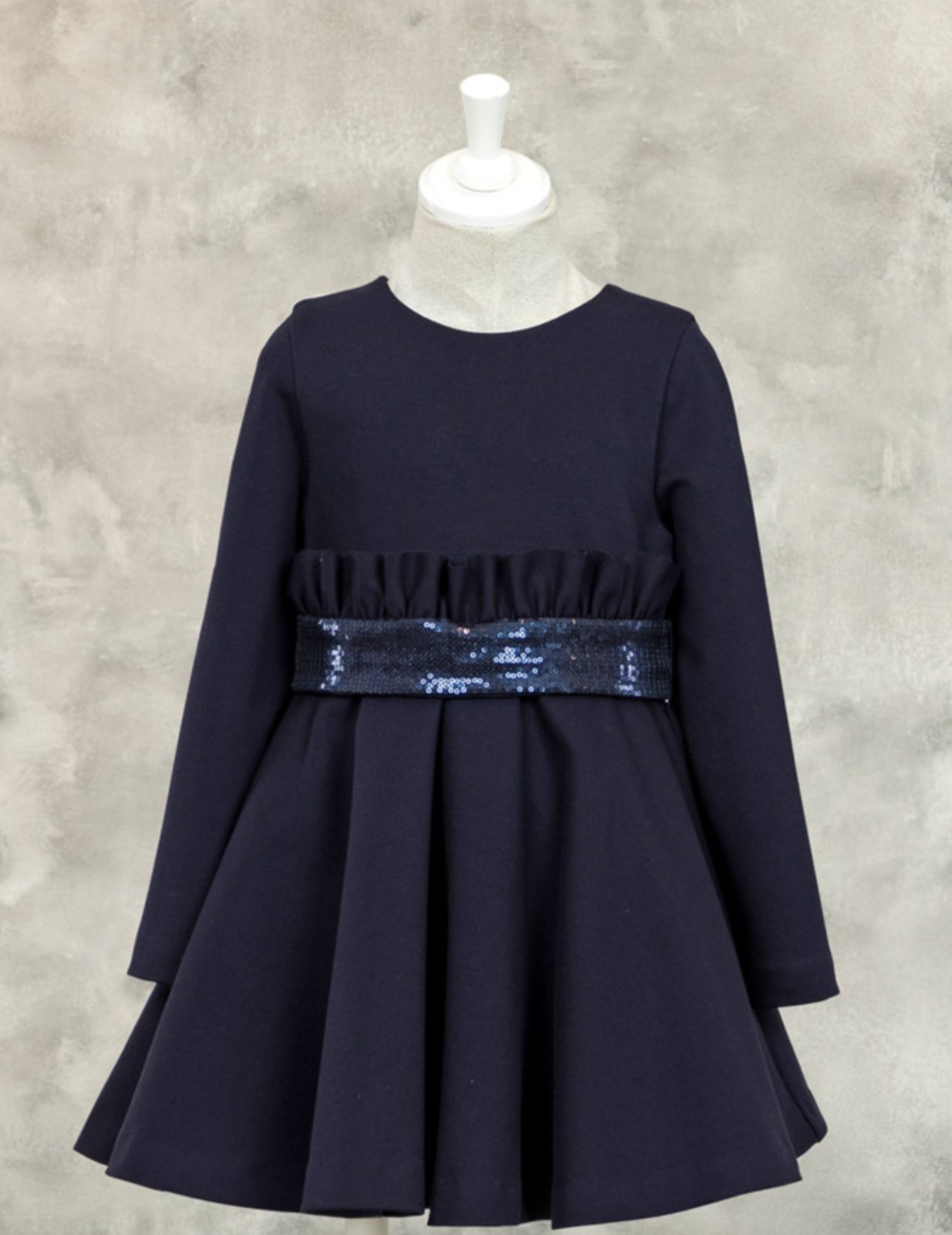 sequin belt dress Abel & Lula-Girls Navy Embellished Dress