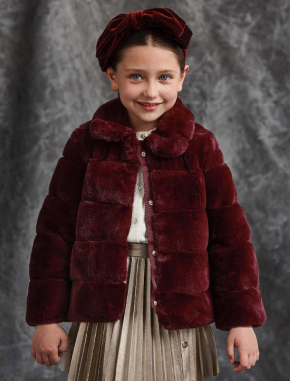 Abel & Lula Girls Plum Faux Fur Coat | HONEYPIEKIDS | Kids Boutique Clothing
