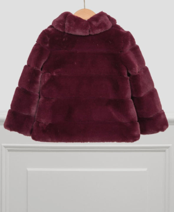 Abel & Lula Girls Plum Faux Fur Coat | HONEYPIEKIDS | Kids Boutique Clothing