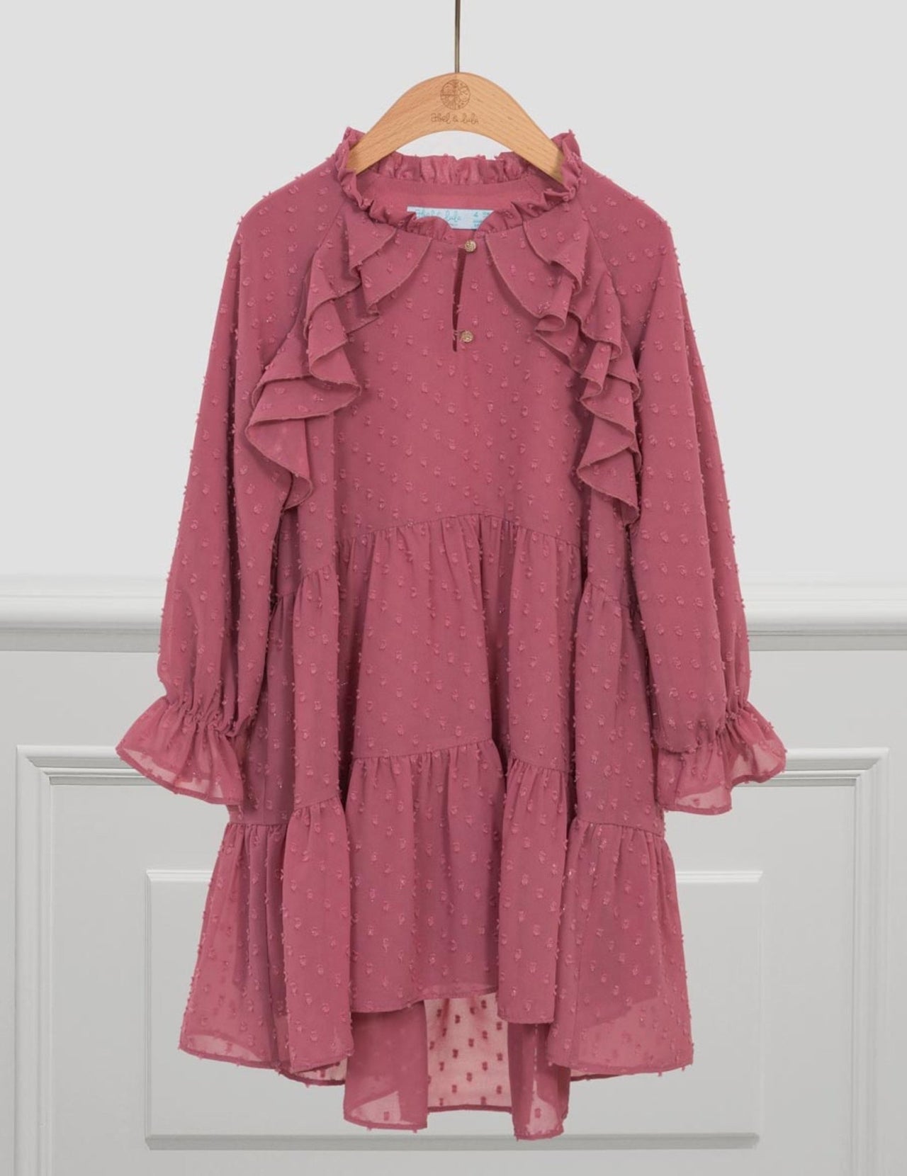 Abel & Lula Girls Plumeti Chiffon Blush Dress | HONEYPIEKIDS 