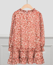 Abel & Lula Girls Printed Bambula Terracotta Dress | HONEYPIEKIDS 