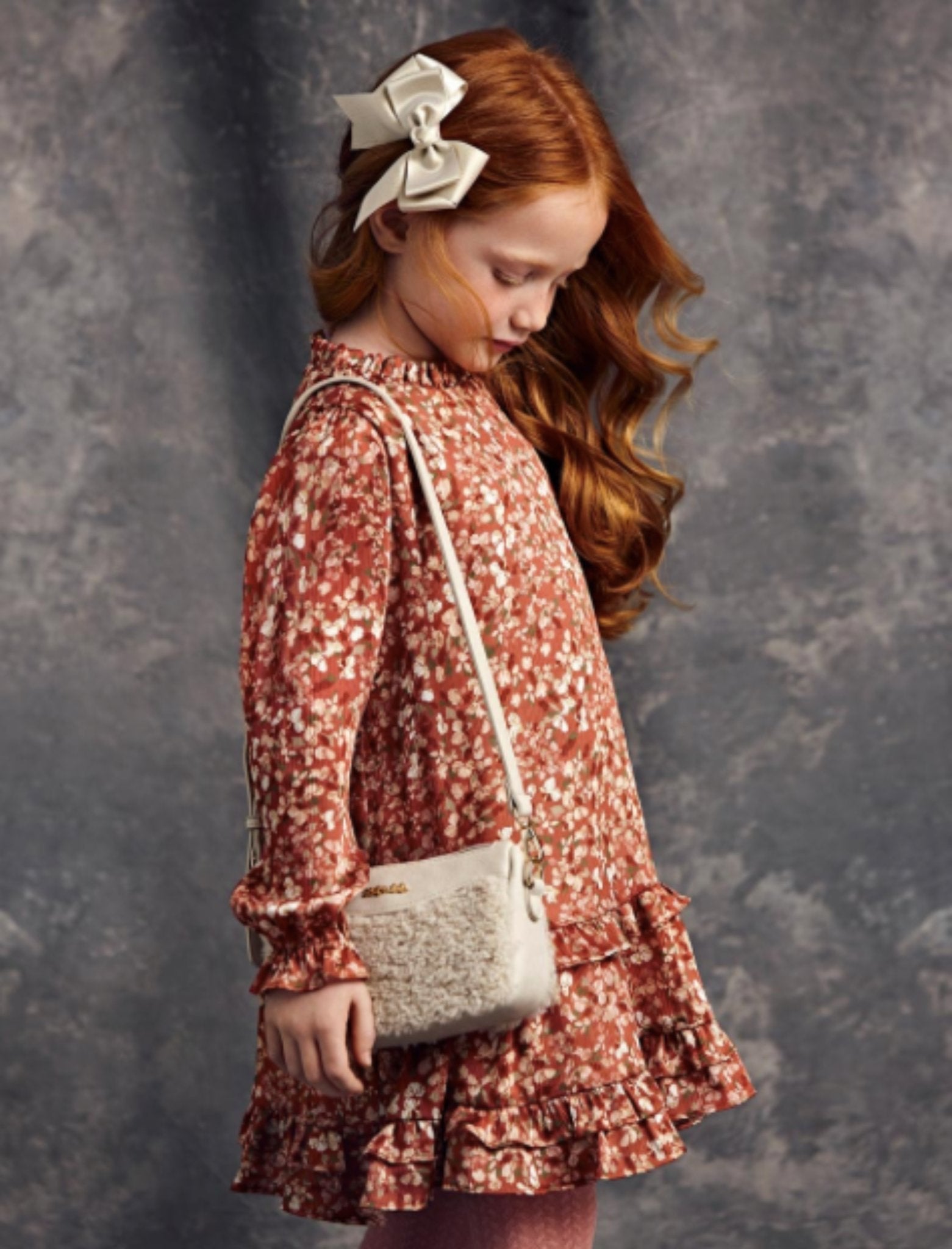 Abel & Lula Girls Printed Bambula Terracotta Dress | HONEYPIEKIDS 
