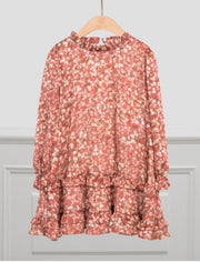 Abel & Lula Girls Printed Bambula Terracotta Dress | HONEYPIEKIDS 