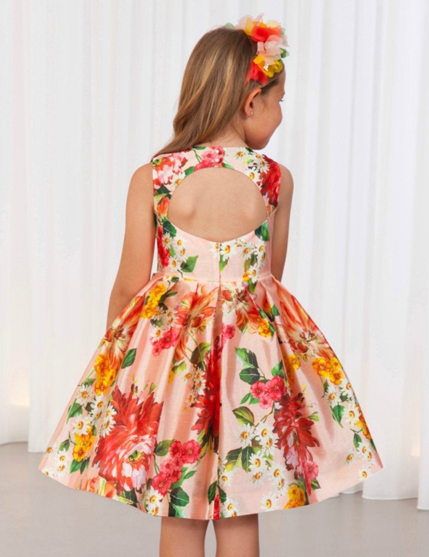 Abel & Lula Girls Printed Floral Sleeveless Dress | HONEYPIEKIDS 
