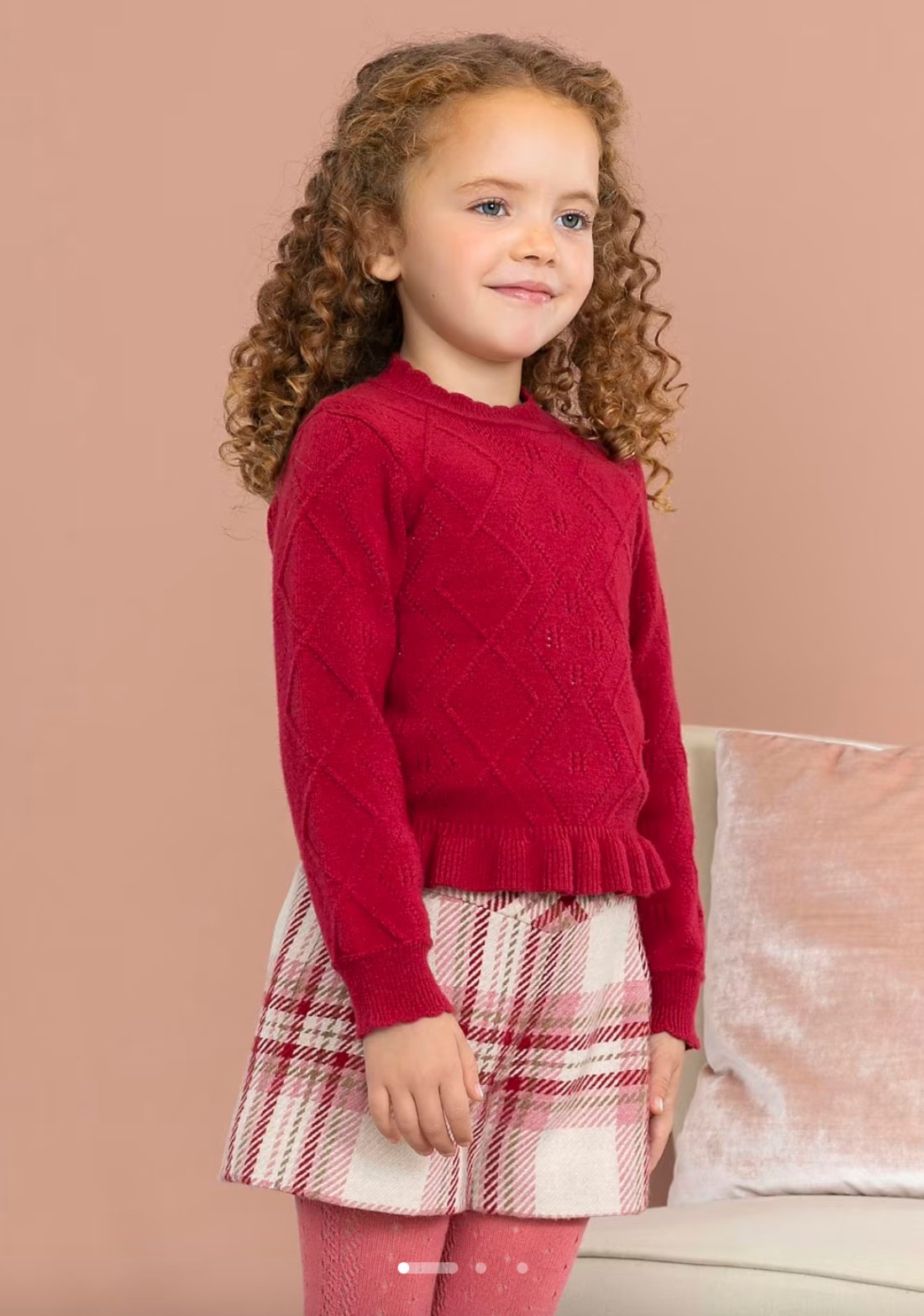 Abel & Lula Girls Raspberry Diamond Knit Sweater | HONEYPIEKIDS 