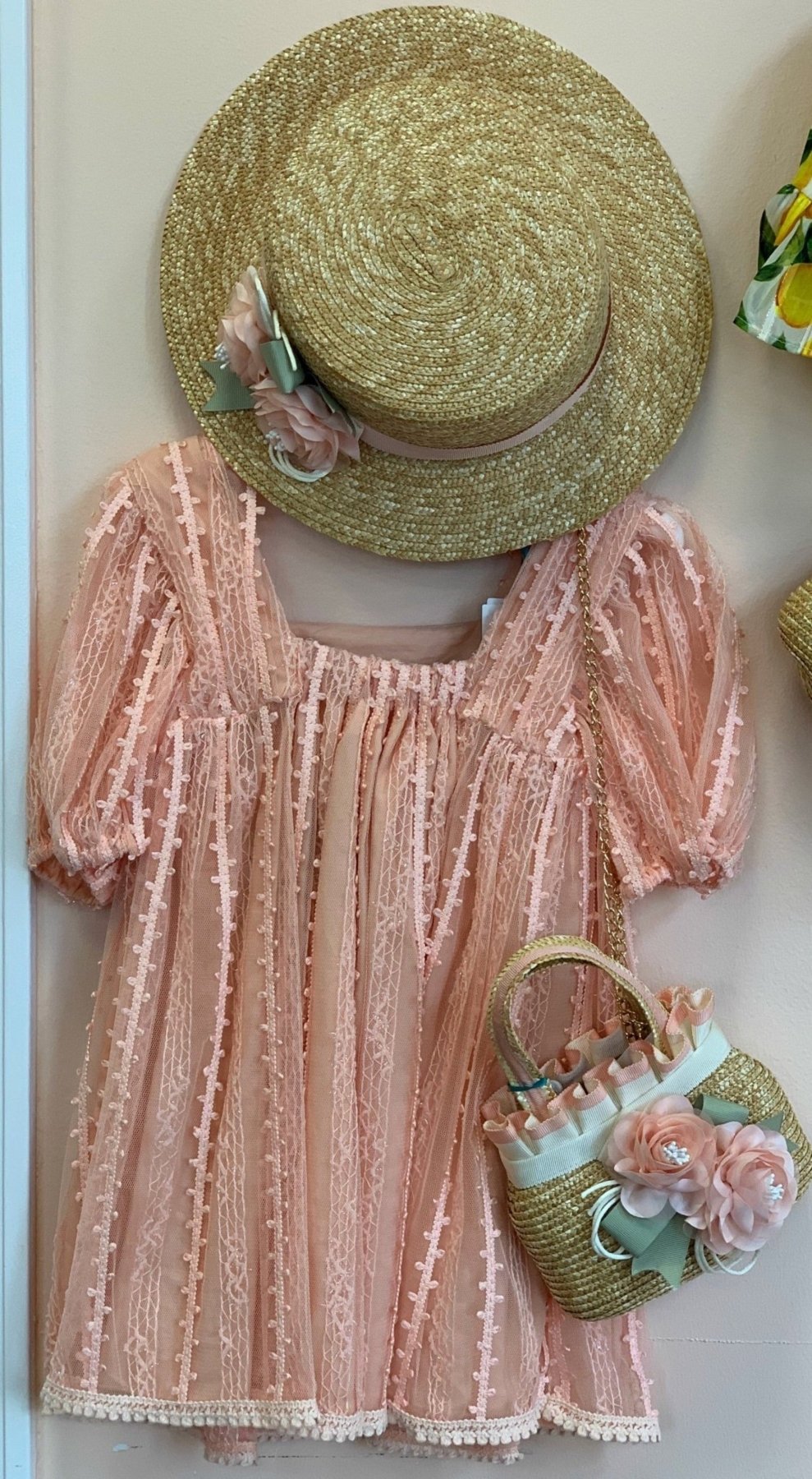 Abel & Lula Girls Salmon Tulle Embroidered Dress | HONEYPIEKIDS 