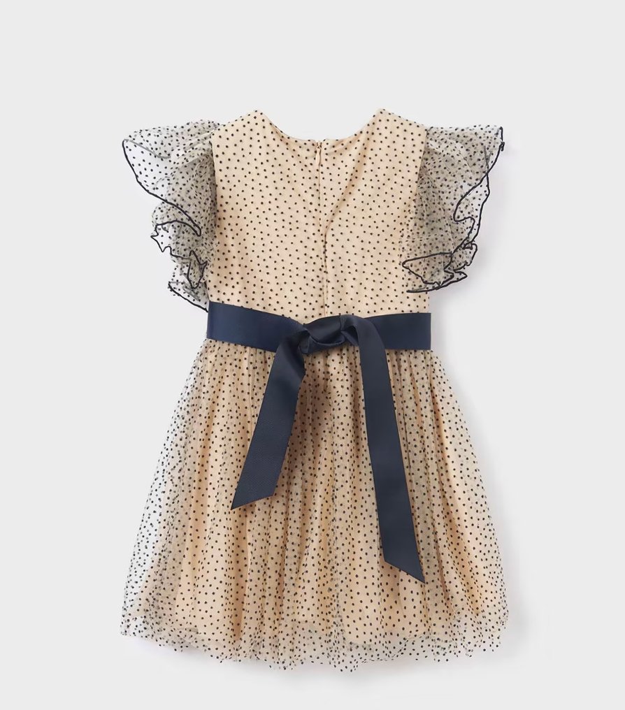 Abel and Lula Girls Sand Polka Dot Tulle Girls Dress | HONEYPIEKIDS 14
