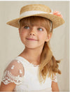 Abel & Lula Girls Straw Salmon & Mint Flower Hat | HONEYPIEKIDS | Kids Boutique Clothing