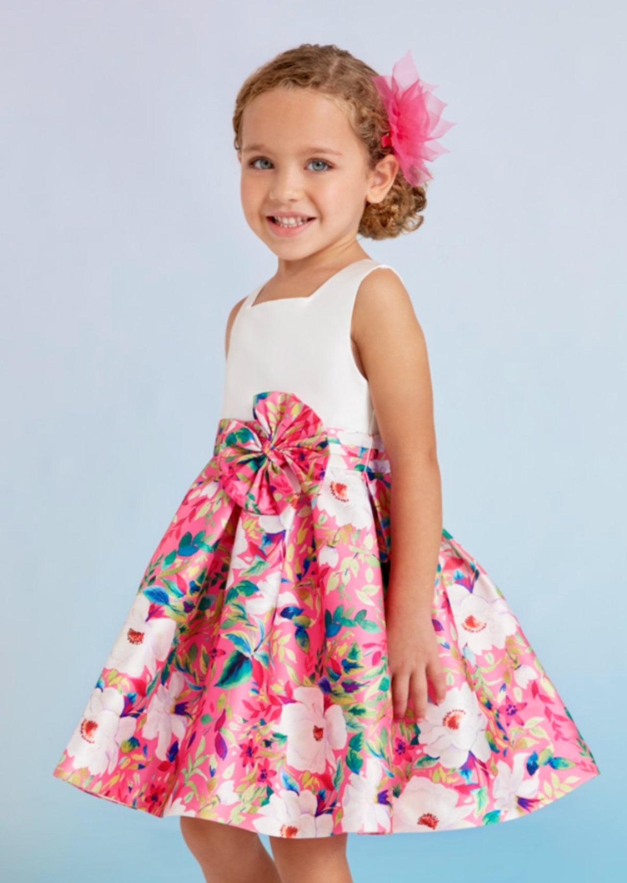 Abel & Lula Strawberry Flowers Mikado Dress | HONEYPIEKIDS 
