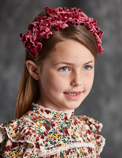 Abel & Lula Girls Velvet Floral Headband - multi colors | HONEYPIEKIDS | Kids Boutique Clothing