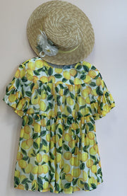 Abel & Lula Girls Yellow Lemon Printed Chiffon Dress | HONEYPIEKIDS 