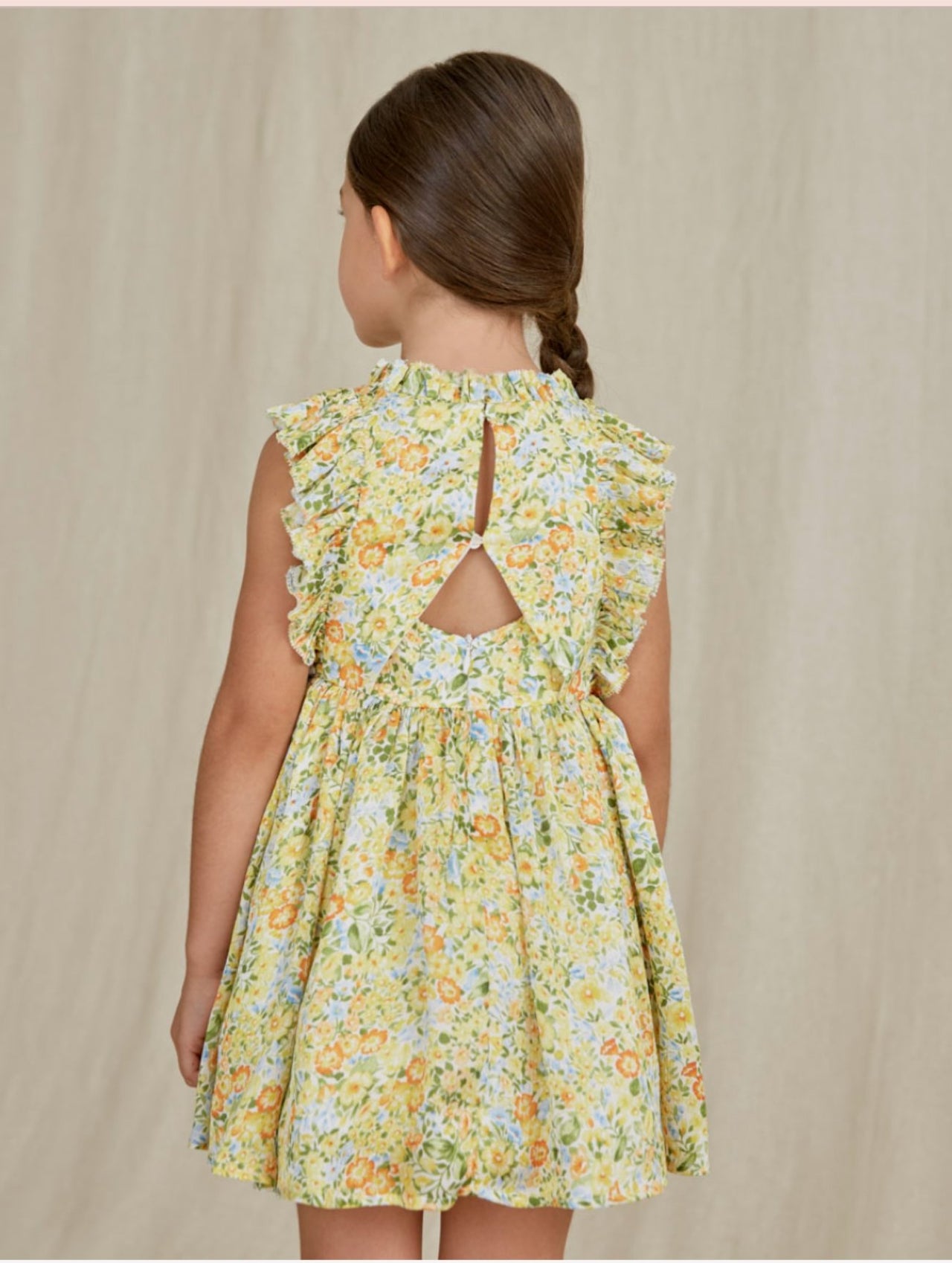 Abel & Lula Girls Yellow Spring Floral Patterned Dress | HONEYPIEKIDS 
