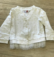 Alyssia Couture Girls Cream Pearl Cardigan | HONEYPIEKIDS 