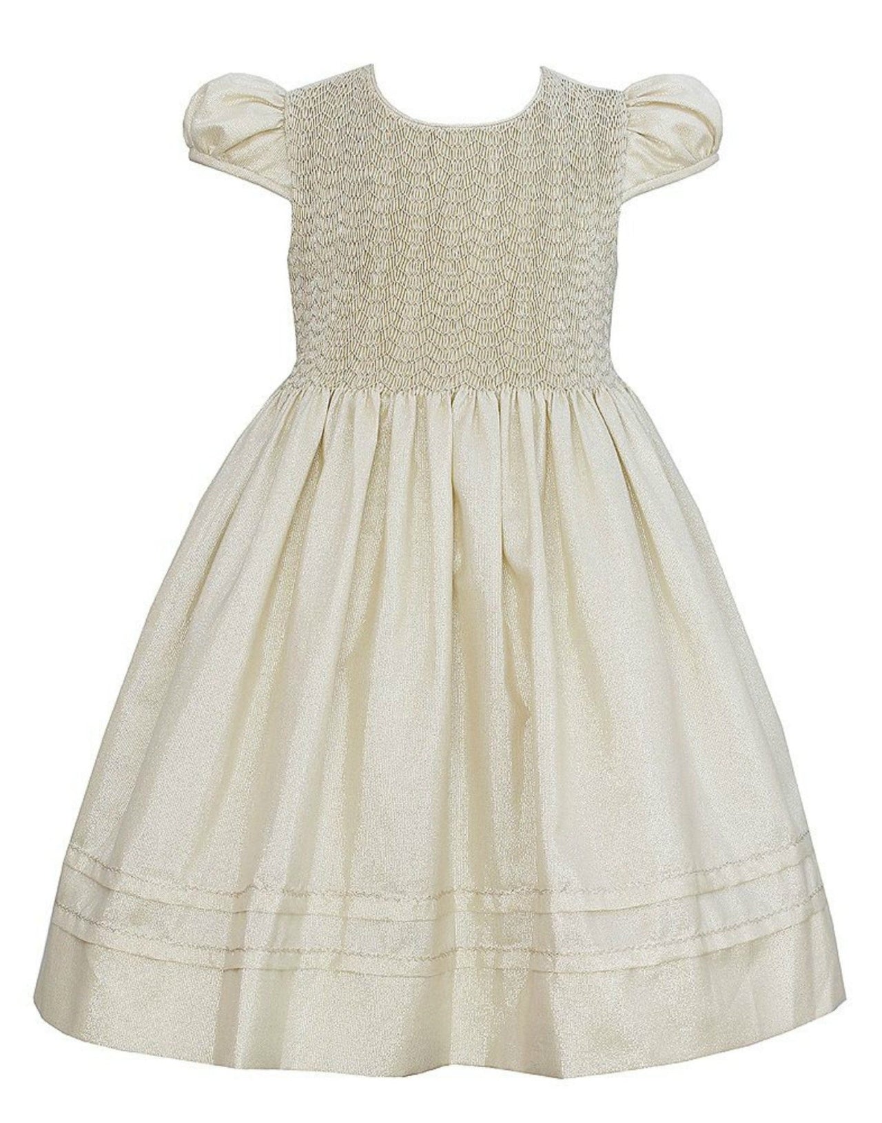 Anavini Girls Gold Smocked Dress | HONEYPIEKIDS 