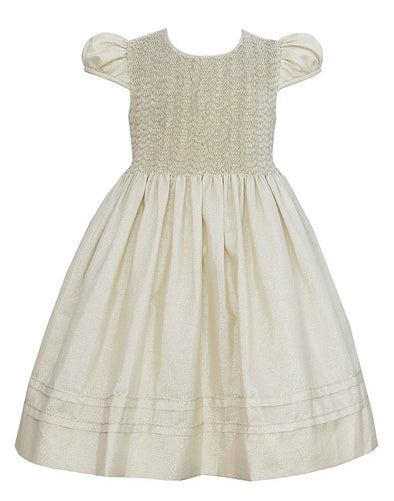 Anavini Girls Gold Hand Smocked Dress | HONEYPIEKIDS | Kids Boutique Clothing