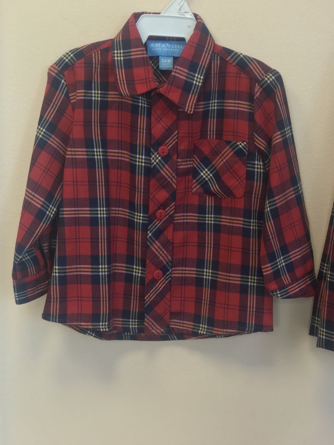 Anavini Infant To Youth Boys Red Plaid Button Up Dress Shirt | HONEYPIEKIDS 