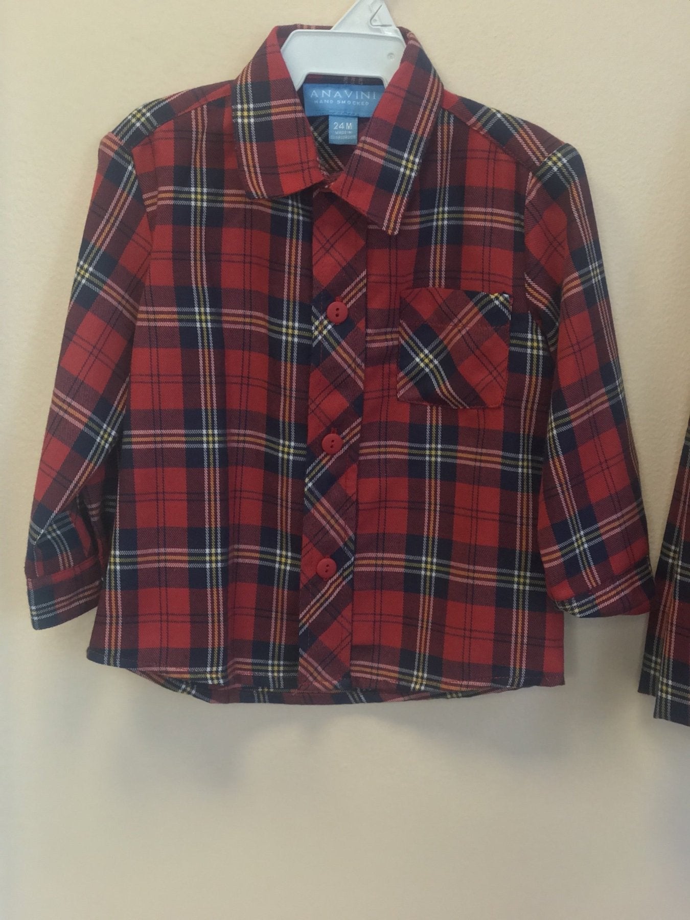 Anavini Infant To Youth Boys Red Plaid Button Up Dress Shirt | HONEYPIEKIDS 