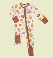 Angel Dear Baby Brown PUMPKIN SPICE LATTE Zipper Romper Sleeper | HONEYPIEKIDS 