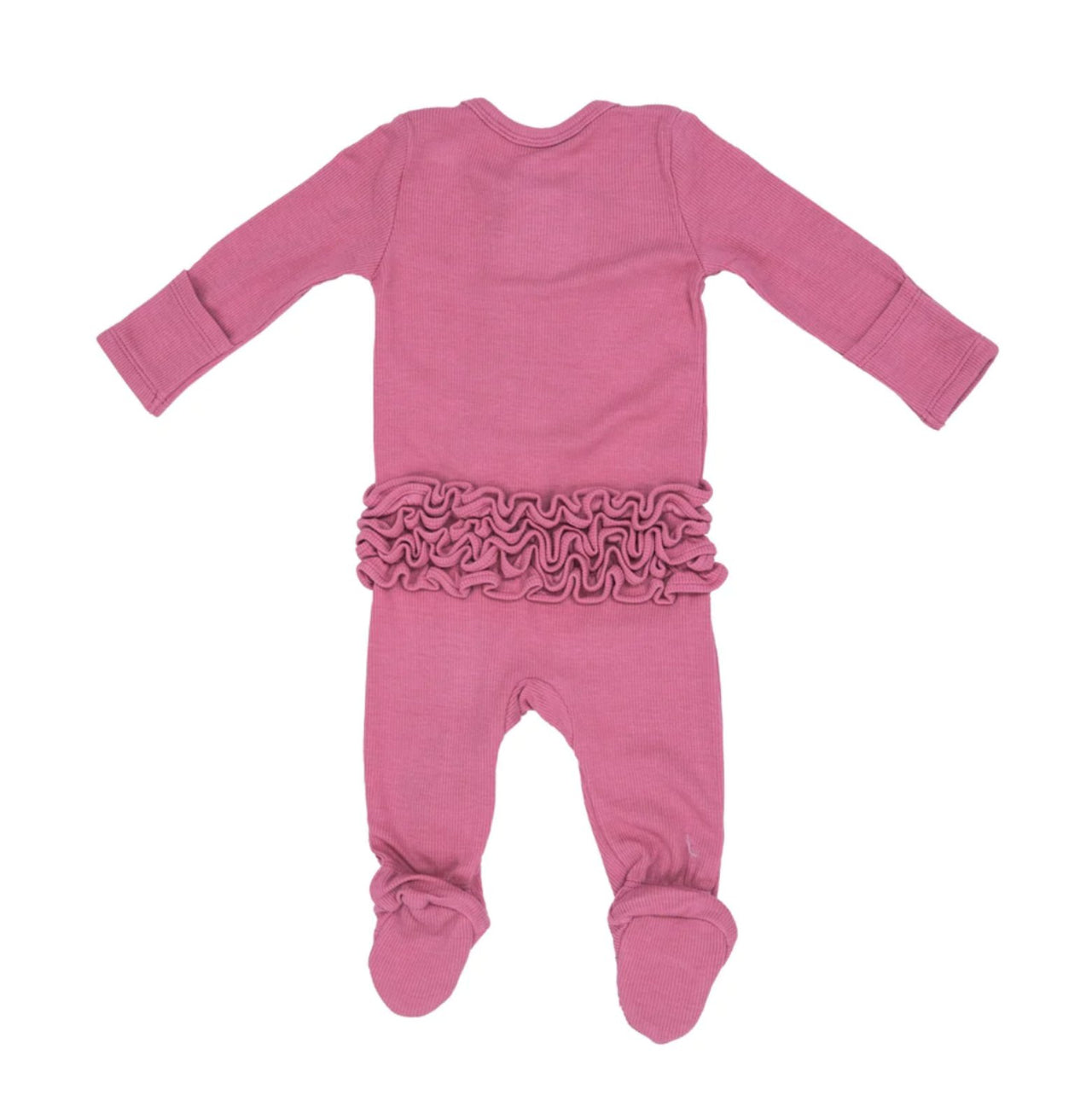 Angel Dear Baby Bamboo RIB CHATEAU ROSE 2 Way Ruffle Zipper Gripper Footie | HONEYPIEKIDS 