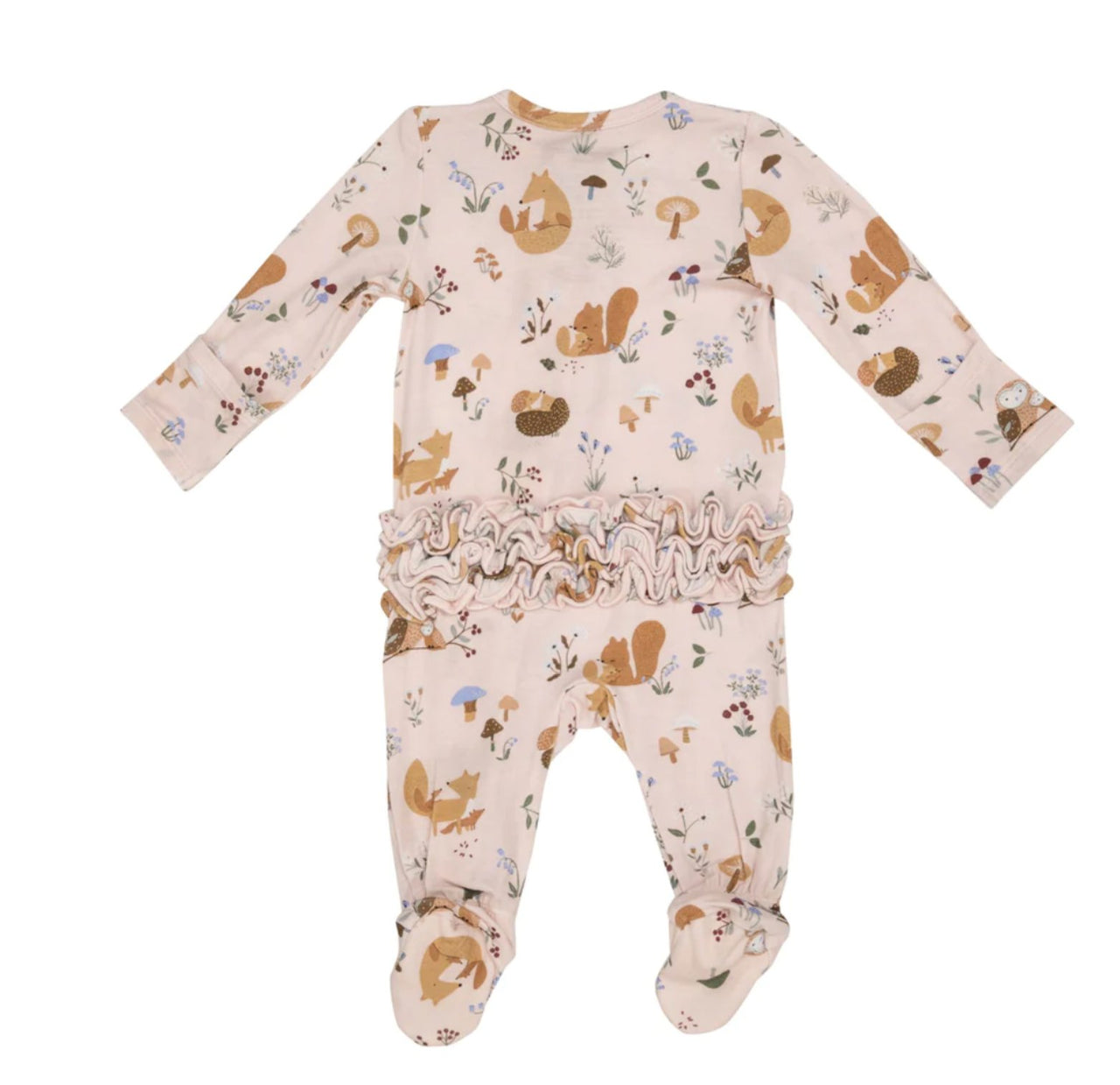 Angel Dear Baby Bamboo WOODLAND FAMILIES 2 Way Ruffle Zipper Footie | HONEYPIEKIDS 