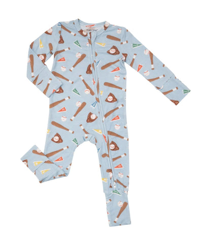 Angel Dear Baby Baseball 2-Way Zipper Romper Pajamas | HONEYPIEKIDS | Kids Boutique Clothing