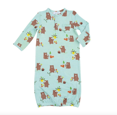 Angel Dear Baby Newborn Boys Little Bears Henley Gown | HONEYPIEKIDS | Kids Boutique Clothing