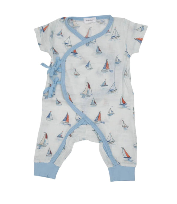 Angel Dear Baby Boys Sketchy Sailboat Wrap Coverall | HONEYPIEKIDS | Kids Boutique Clothing