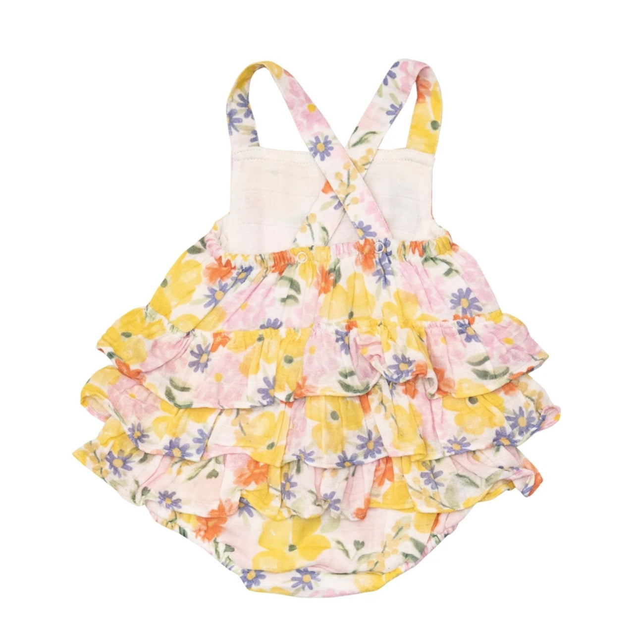 Angel Dear Baby Girl Dahlia Ruffle Organic Cotton Sunsuit | HONEYPIEKIDS 