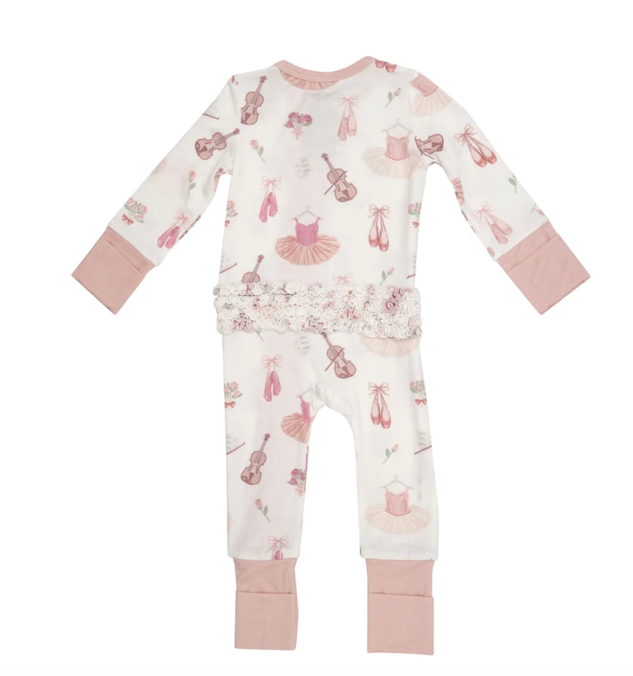 Angel Dear Baby Girls BALLET Bamboo Ruffle Zipper Romper Sleeper | HONEYPIEKIDS 