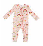 Angel Dear Baby Rainbows Ruffle Bamboo Zipper Romper Sleeper | HONEYPIEKIDS 