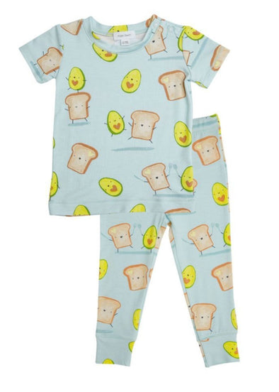Angel Dear Baby & Toddler Blue AVOCADO + TOAST s/s Loungewear Pajamas | HONEYPIEKIDS | Kids Boutique
