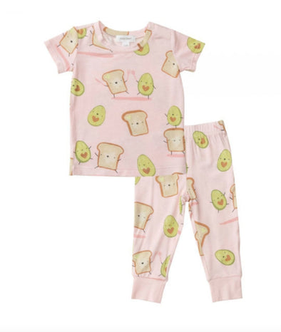 Angel Dear Baby & Kids Pink AVOCADO + TOAST s/s Loungewear Pajama | HONEYPIEKIDS 