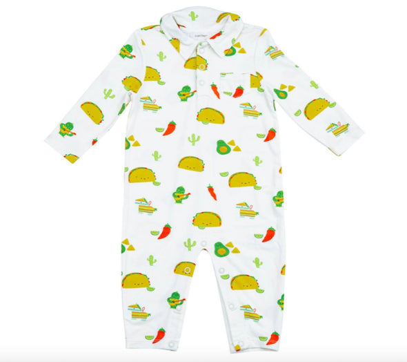 Angel Dear Baby Boys Taco Party Bamboo Zipper Romper Sleeper | HONEYPIEKIDS | Kids Boutique Clothing