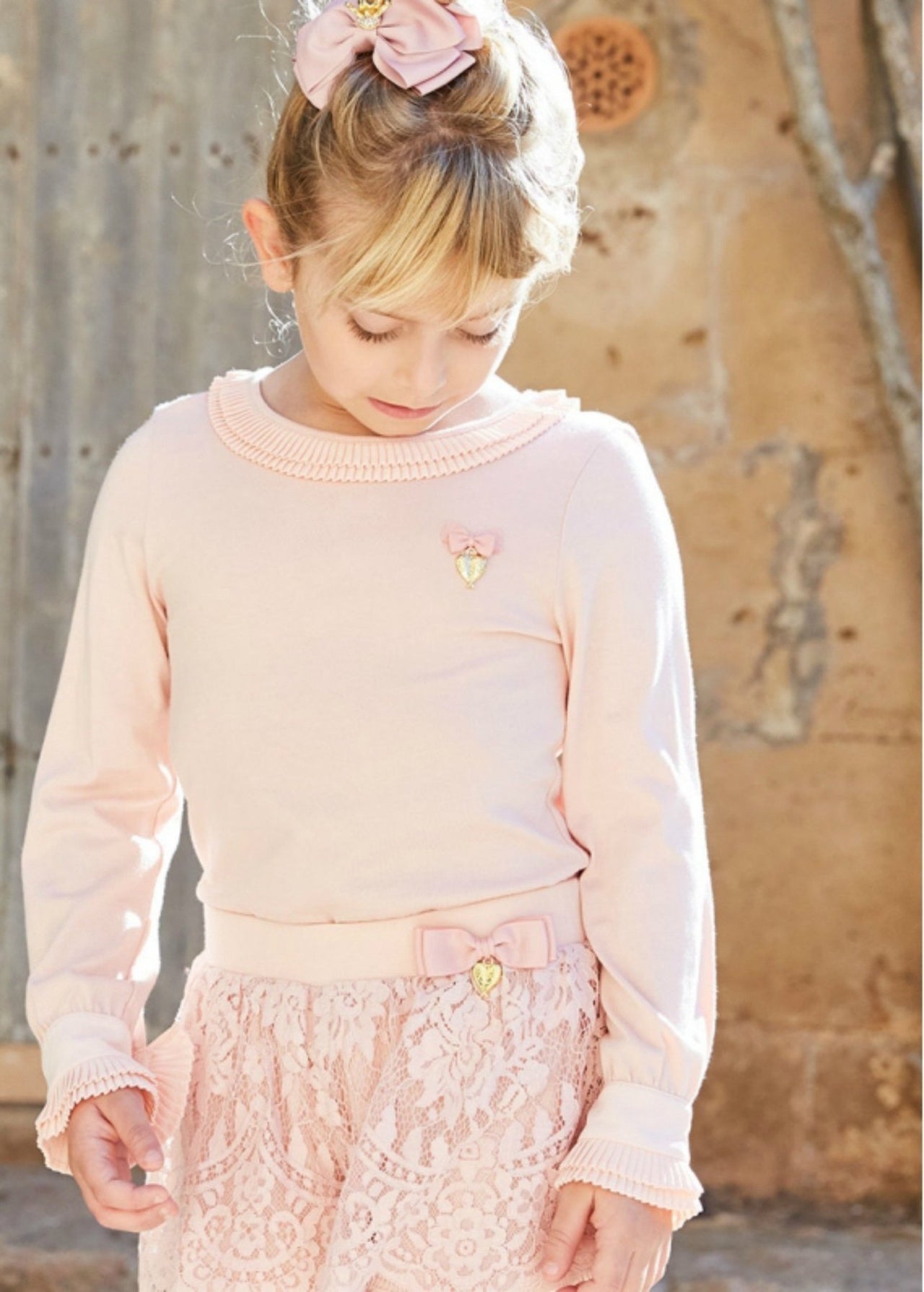 Angel's Face Girls Amanda Long Sleeve Top in Blush | HONEYPIEKIDS 