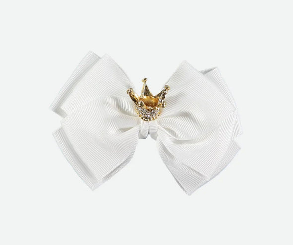 Angel's Face Girls Big White Color Crown Bow | HONEYPIEKIDS | Kids Boutique Clothing