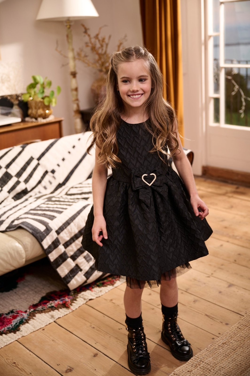 Angel's Face-Girls Black Jacquard Heart Dress Angel's Face-Girls Black Jacquard Heart Dress