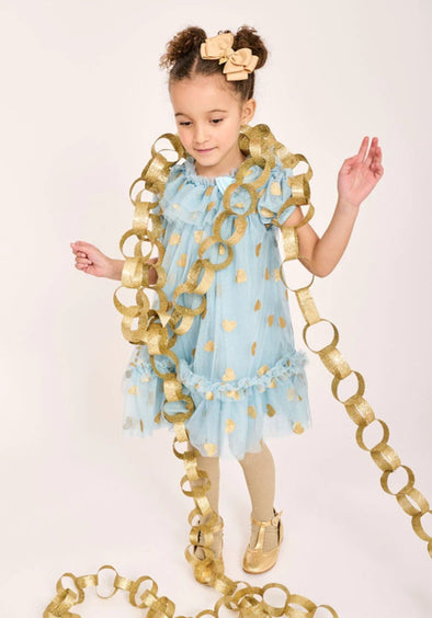 Angel's Face Girls Duck Egg Hearts Marta Dress | HONEYPIEKIDS | Kids Boutique Clothing