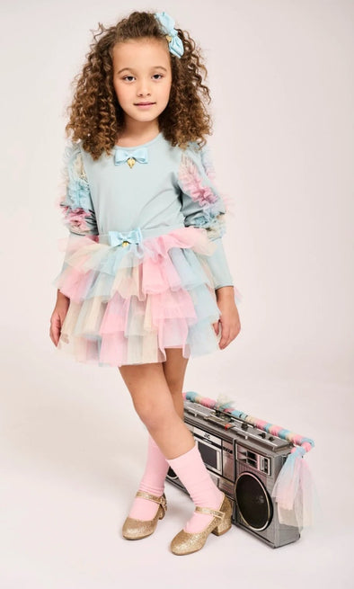 Angel's Face Girls Harlie Rainbow Top In Duck Egg Color | HONEYPIEKIDS | Kids Boutique Clothing