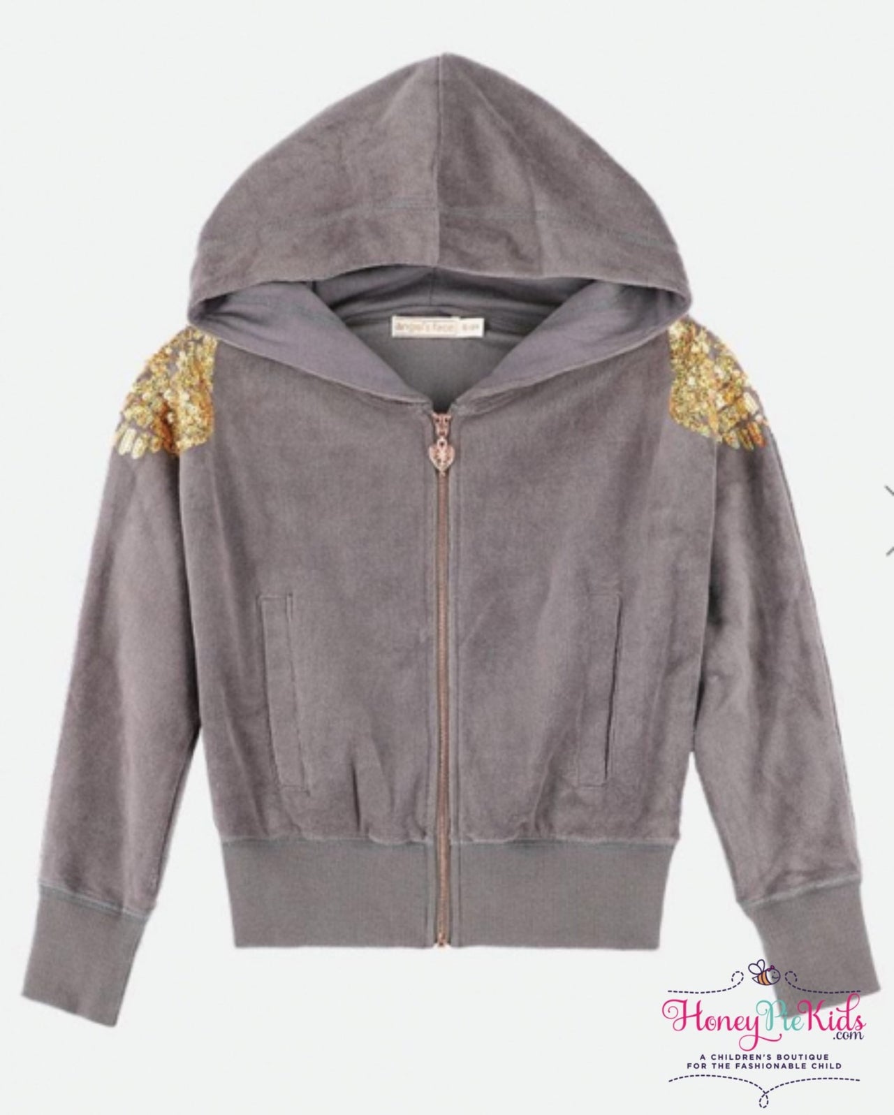 Angel's Face Girls Isla Hoodie In Ash Color | HONEYPIEKIDS 