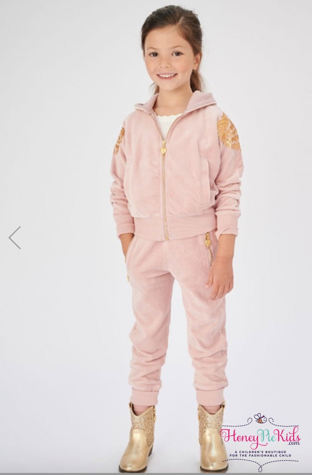 Angel's Face Girls Isla Hoodie In Tea Rose Color | HONEYPIEKIDS 