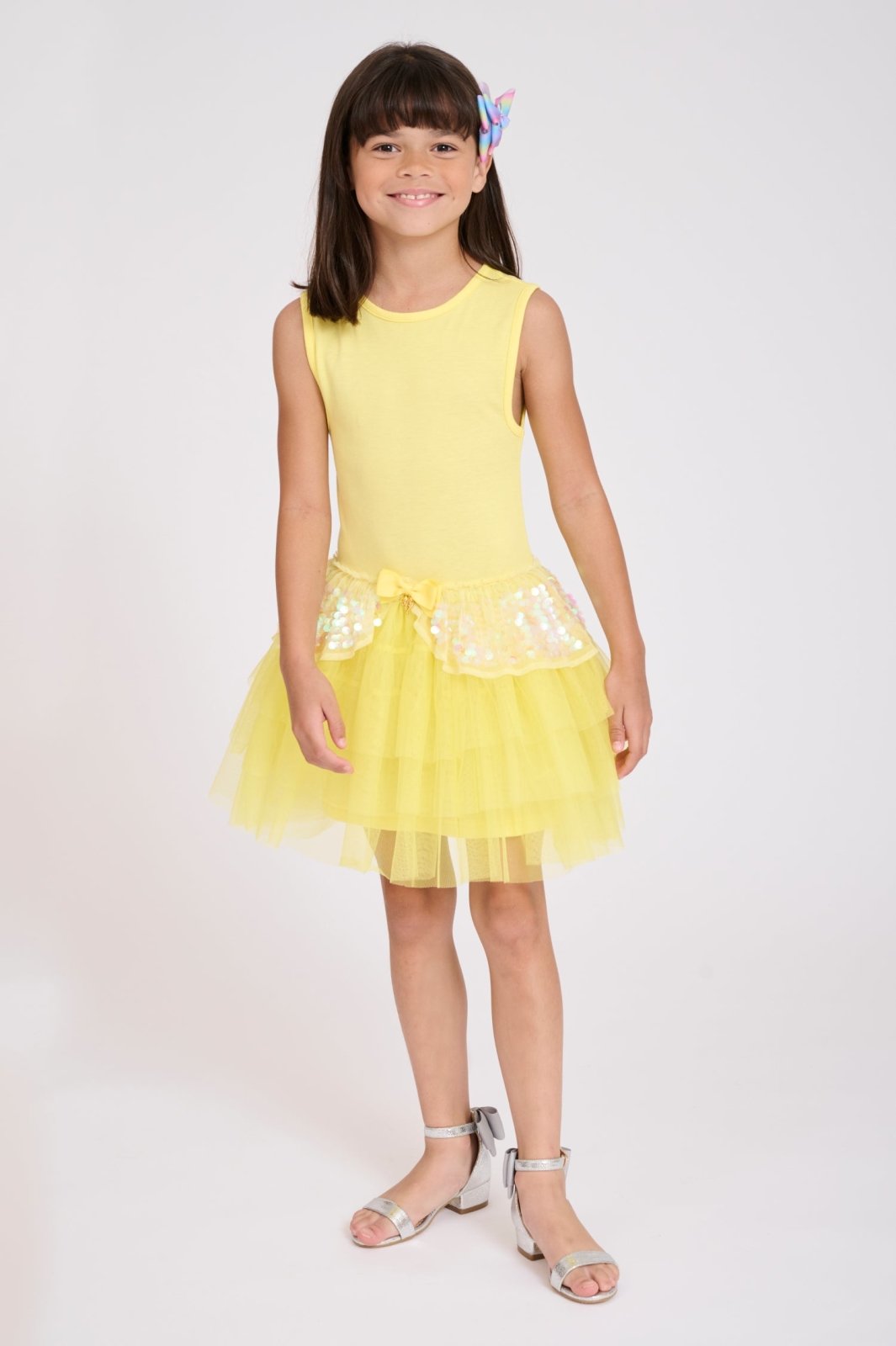 Angel's Face Girls Lemon Sequin Ace Dress | HONEYPIEKIDS 
