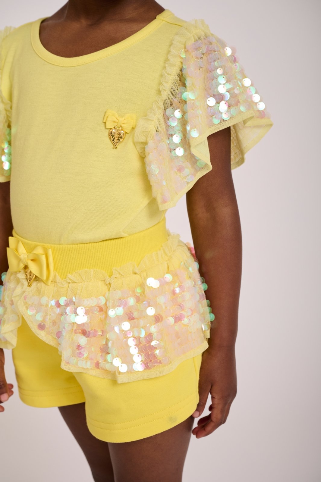 Angel's Face Girls Lindsey LEMON Color Sequin Shorts | HONEYPIEKIDS 