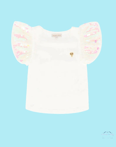 Angel's Face Girls Louise SNOWDROP Sequin Shoulders Top | HONEYPIEKIDS | Kids Boutique Clothing