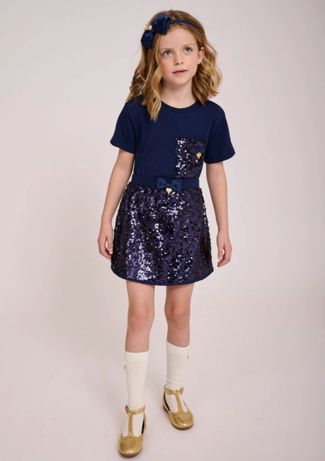 Angel's Face Girls Marjorie Navy Sequin Pocket Shirt | HONEYPIEKIDS 