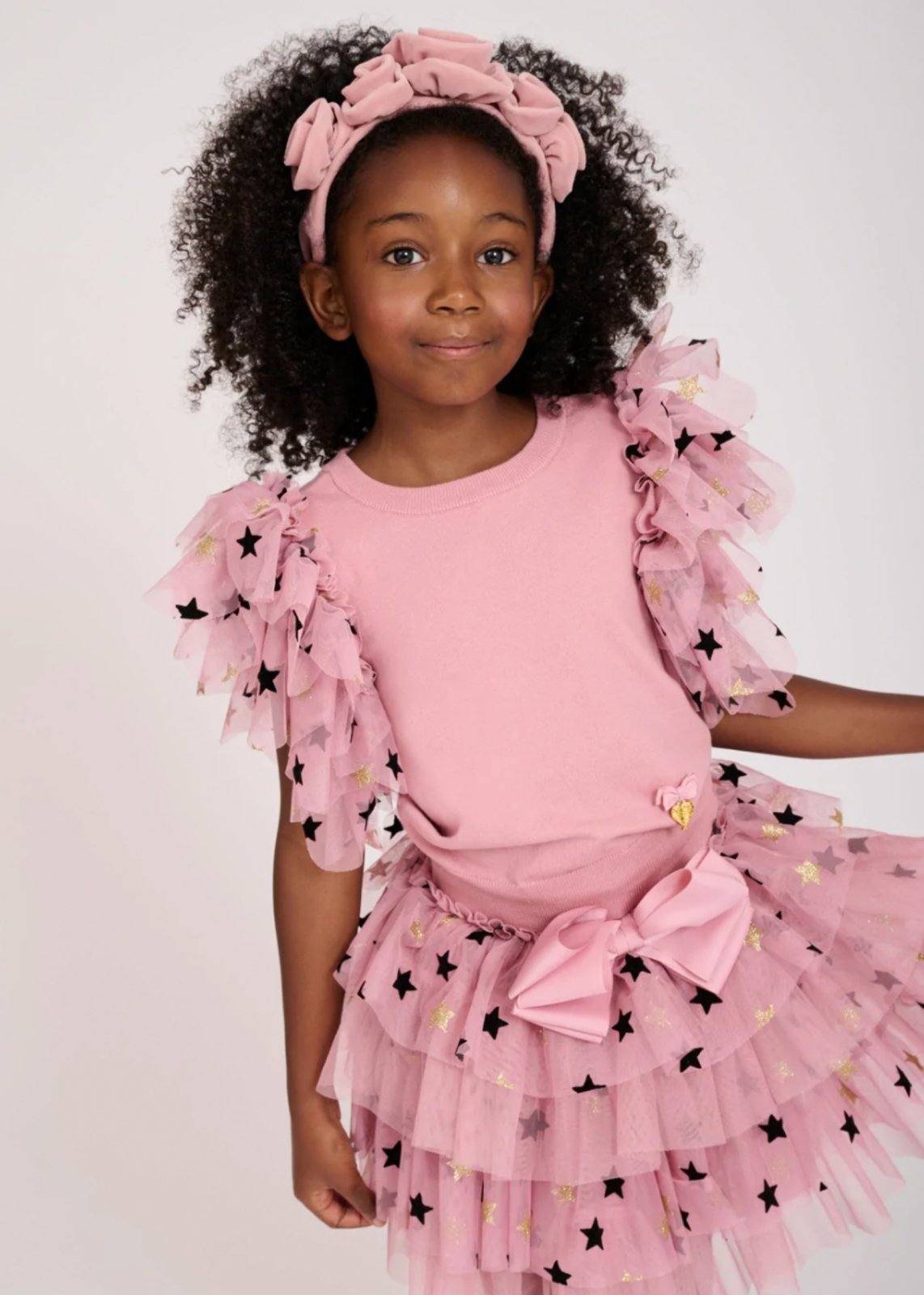 Angel's Face Girls Nakita Star Knitted Top In Tea Rose | HONEYPIEKIDS 