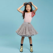 Angel's Face Girls Pixie Tutu Skirt In Silver Cloud | HONEYPIEKIDS 