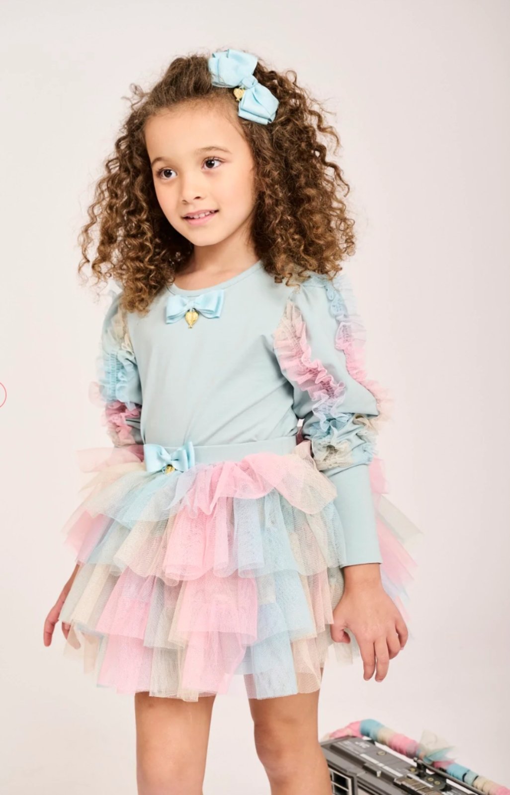 Angel's Face Girls Rainbow Skirt In Duck Egg Color | HONEYPIEKIDS 