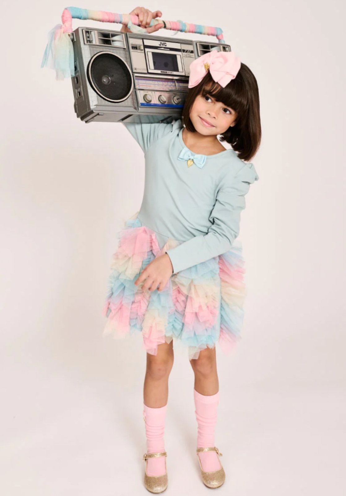 Angel's Face Girls Sal Dress In Duck Egg Pattern | HONEYPIEKIDS 